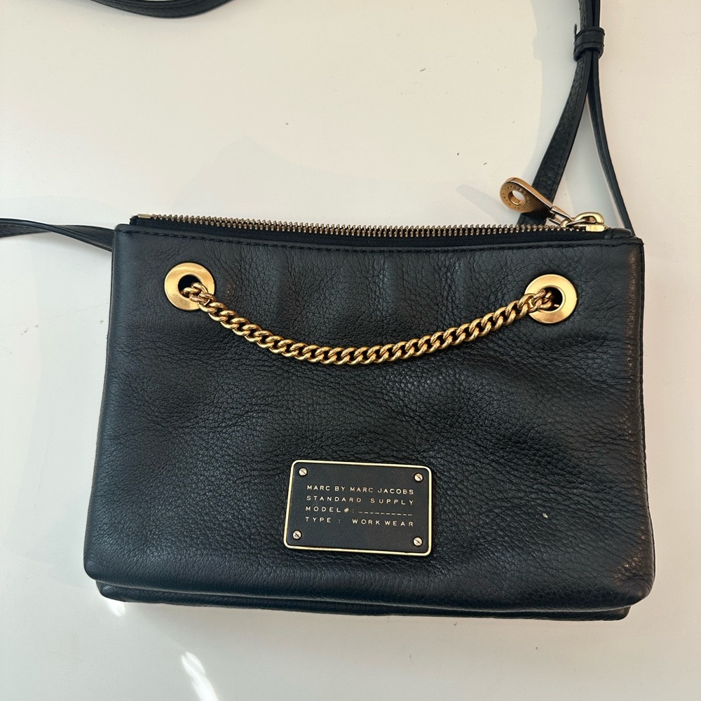 Marc Jacobs Black Crossbody Bag with Gold Chain